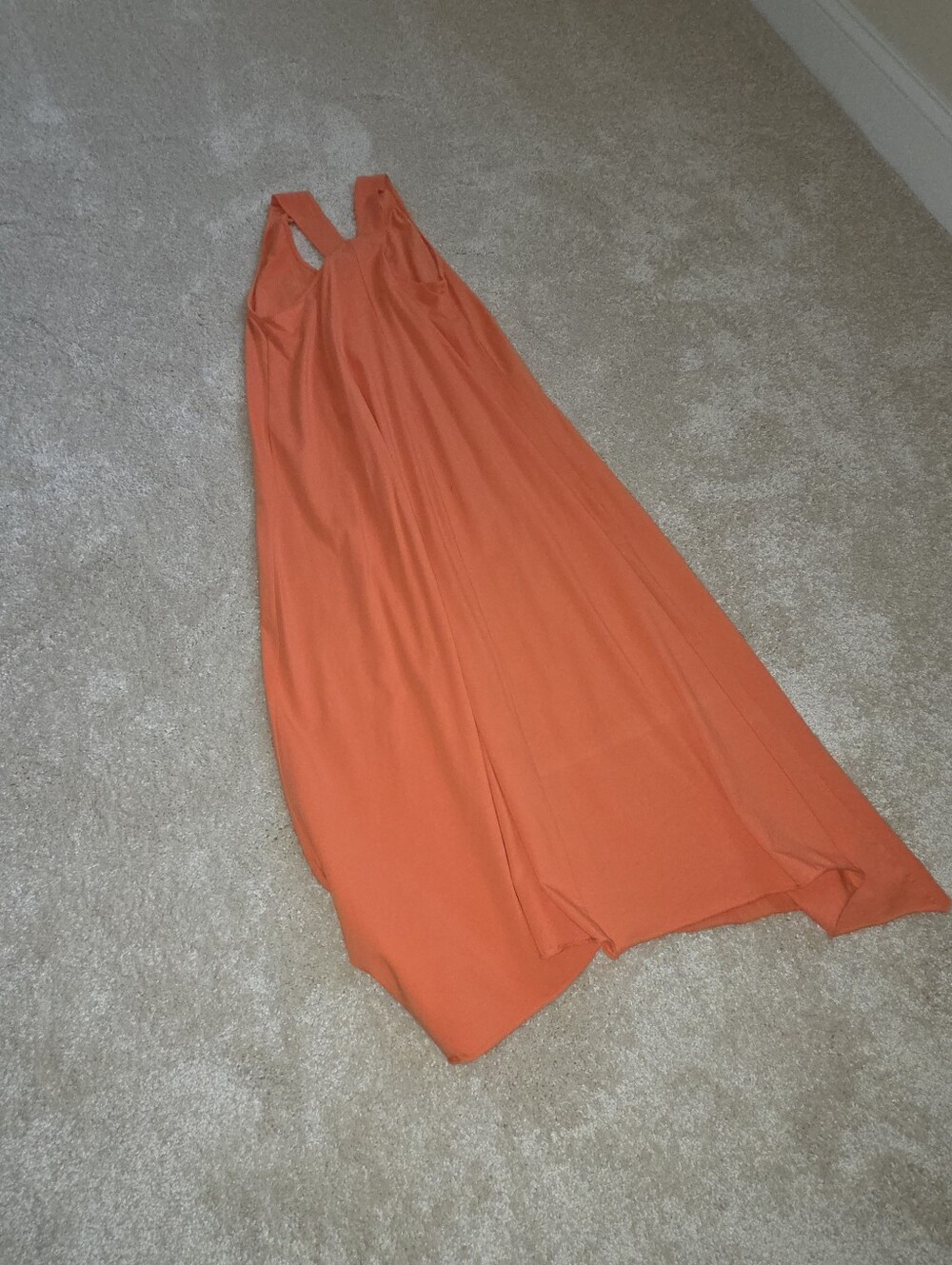 Sleeveless Orange Maxi Dress with Racerback Detail